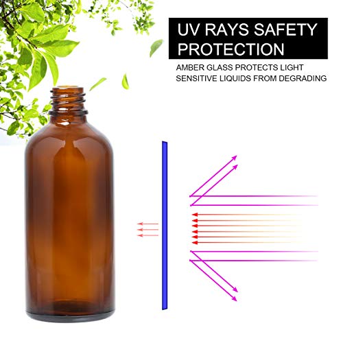 Hydior Amber Glass Spray Bottles for Essential Oils, 4oz Empty Small Fine Mist Spray Bottle 2 Pack - color: Black Amber