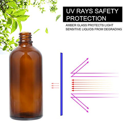 Hydior Amber Glass Spray Bottles for Essential Oils, 4oz Empty Small Fine Mist Spray Bottle 2 Pack - color: Black Amber