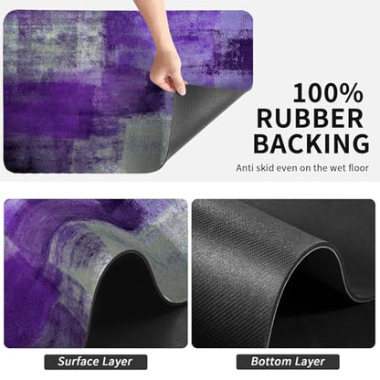 Dish Drying Mat for Kitchen Counter, Purple and Grey Abstract Art, Absorbent Quick Dry Pad with Rubber Backing, Draining Mat Dish Rack Pad for Dishes, Utensils, Countertops, Sinks 12" x 20 - color: Purple and Grey