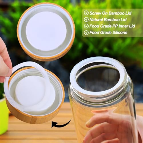 Glass Canisters With Airtight Bamboo Lids - 3 Pack 80oz Cereal Containers, Cookie Jars, Pasta Storage - Screw On Kitchen Jars - size: 3 jars: 80oz each