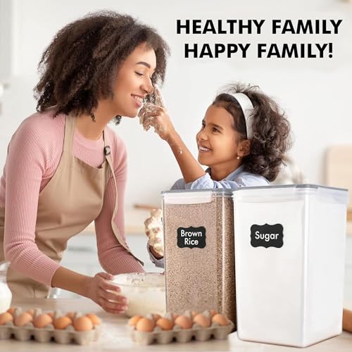 WHITE FEATHER SUPPLIES 2 PC [7 Qt / 6.5L / 220 Oz] Large Food Storage Containers with Lids Airtight - BPA Free Clear Plastic Kitchen and Pantry Storage Containers for Cereal, Flour, Sugar, Rice - color: Grey - 2 Pack