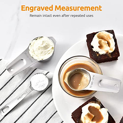 U-Taste Measuring Cups and Spoons Set of 15 : 7 Measuring Cups and 7 Measuring Spoons with 2 D-Rings and 1 Professional Magnetic Measurement Conversion Chart - size: (01) Cup&Spoon Set of 15