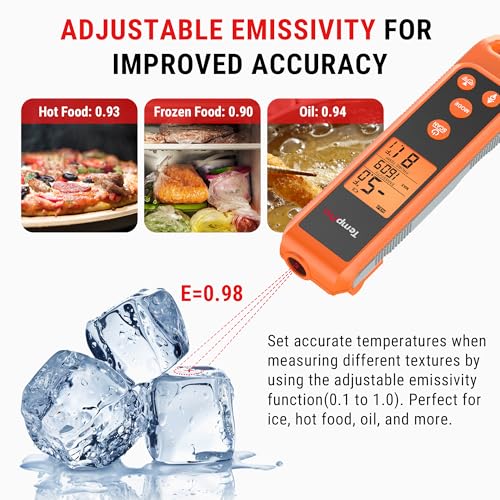 TempPro TP420 2-in-1 Instant Read Thermometer for Cooking, Infrared Thermometer with Meat Probe, Non-Contact Laser Meat Thermometer for Griddle Grill Pizza Oven HVAC Pool, Gift for Dad Husband - style: IR Thermometer with Meat Probe