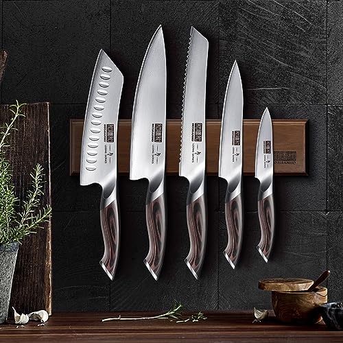 HOSHANHO Knife Set with Magnetic Knife Holder, 6 Pieces Japanese High Carbon Stainless Steel Kitchen Knife Sets, Ultra Sharp Professional Chef Knives Sets - size: 8"