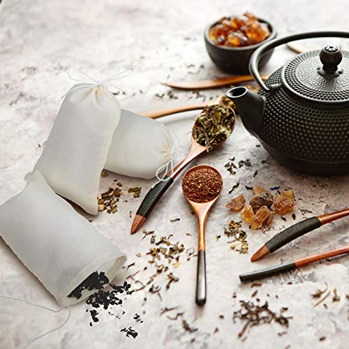 Boao 50 Pcs Cheese Cloth Tea Bags 4 x 6 Inch for Straining Reusable Tea Filter Loose Empty Soup Spice Bags for Cooking Cold Brew Coffee Muslin Strainer