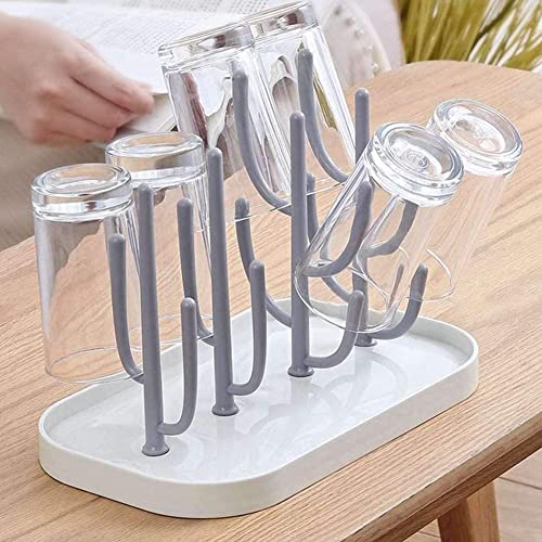 Bottle Drying Rack,Drying Rack for Kitchen Counter,Detachable Bottle Dryer Holder with Base.for Nipples,Cups,Pump Parts and Accessories(Gray) - color: Gray