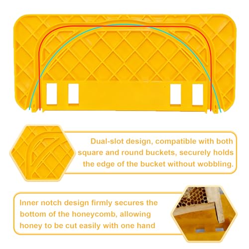 HIMO Honey Uncapping Tank Holder, Beekeeping Honeycomb Scraper Tool, Yellow Honeycomb Frame Support, Compatible with Square and Round Containers, Durable Plastic Honeycomb Frame - color: Yellow-1pc