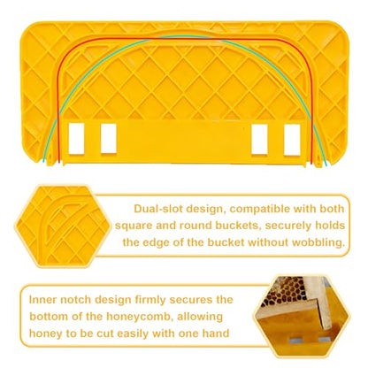 HIMO Honey Uncapping Tank Holder, Beekeeping Honeycomb Scraper Tool, Yellow Honeycomb Frame Support, Compatible with Square and Round Containers, Durable Plastic Honeycomb Frame - color: Yellow-1pc