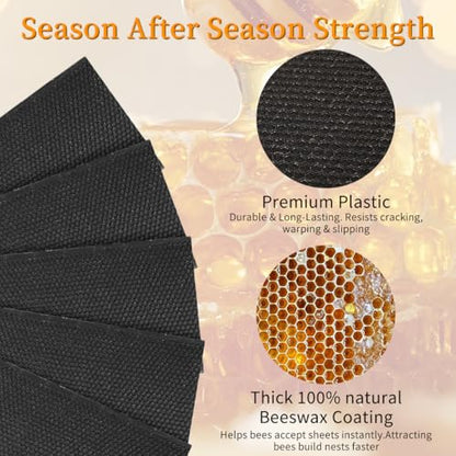20 Pcs Bee Hive Foundation Beehive Waxed Coated Foundation Sheets Bee Foundation Sheets for Medium Super Bee Hive Waxed Foundation for Bee Frames 5-5/8-Inch Plastic Beehive Foundation Sheets - size: Medium