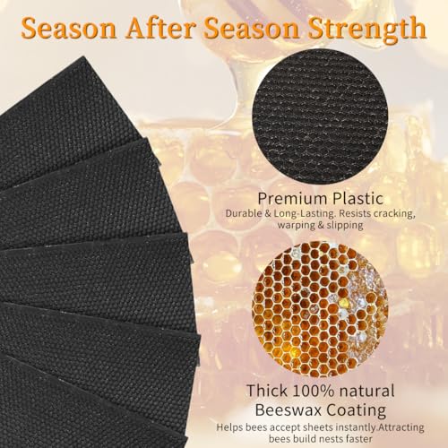 20 Pcs Bee Hive Foundation Beehive Waxed Coated Foundation Sheets Bee Foundation Sheets for Medium Super Bee Hive Waxed Foundation for Bee Frames 5-5/8-Inch Plastic Beehive Foundation Sheets - size: Medium