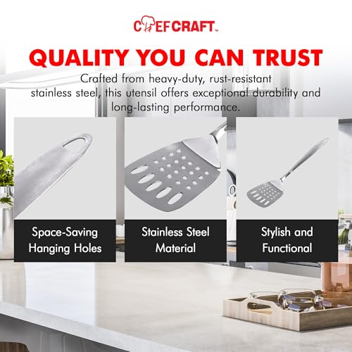 Chef Craft Stainless Steel Slotted Turner - style: Slotted Turner