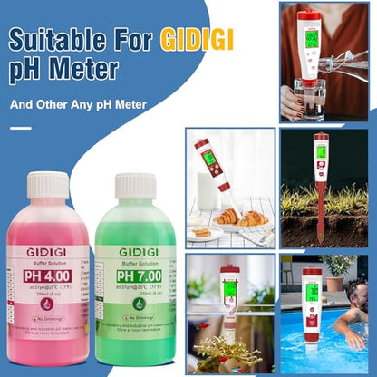 pH Meter Food Digital Electronic pH Tester for Fermentation 3 * 50ml pH Buffer Calibration Solution Kits Hot Sauce Food Tester Probe for Cheese Sourdough pH Temperature pH Test Strips for Acidity