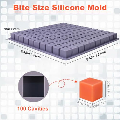 Square Chocolate Mold, 100 Cavities Mini Square Candy Molds | Non-stick Small Rectangular Silicone Gummy Molds Bite Size for Caramels, Jelly, Ice Cubes, Pet Treats, Hard Candy - color: 100 Cavity Small Square Mold