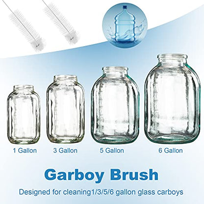 Honeydak 2-Pack 30 Inch Carboy Brush, Nylon & Steel, L-Shape, Clear, 76cm, Wine Making & Beer Brewing, Glass Carboy Cleaning Brush