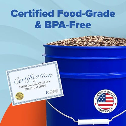 ePackageSupply 5 Gallon Bucket - Food Grade Bucket, Metal Handle Grip, BPA-Free, Heavy-Duty 90 Mil HDPE Plastic Pail, Stackable Utility Container, Made in USA, Lid Not Included, Blue, 120 Packs - color: Blue, size: 120 Packs