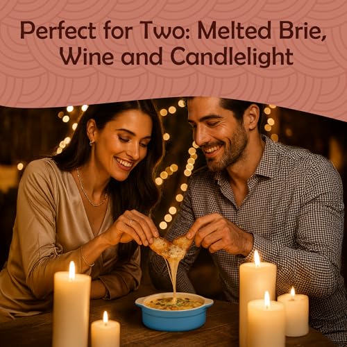Muldale Ceramic Camembert Baker with Lid and Wooden Spreader - Brie Baking Dish Set for Entertaining - 5.5" Oven Safe Blue - color: Blue
