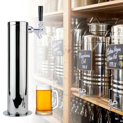 Draft Beer Faucet Beer Line Shank Kit Kegerator Parts Beer Tower Dispenser Replacement Set, Self-Closing Beer Tap 3/16” ID Beer Tubing 1/4" Keg Coupler Barb