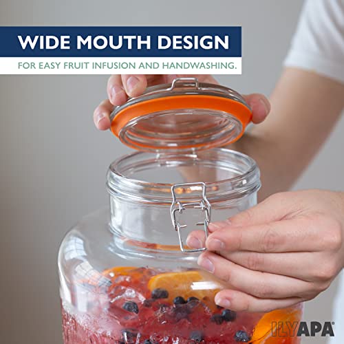 Ilyapa 2 Gallon Glass Beverage Dispenser - Wide Mouth Mason Jar Drink Dispenser - with Glass Flip Top Lid for Parties, Weddings, Lemonade, Cold Water - size: 2 Gallon Flip Top