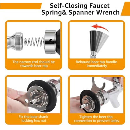 MRbrew 4-1/8" Beer Faucet Shank, Stainless Steel Beer Tap Shank with 1/4'' Barb fit Refrigerator/Freezer Walls Cabinet Kegerator Beer Towers Jockey Box Panels Homebrew & Bar Draft Beer Dispenser - size: 4-1/8" Shank