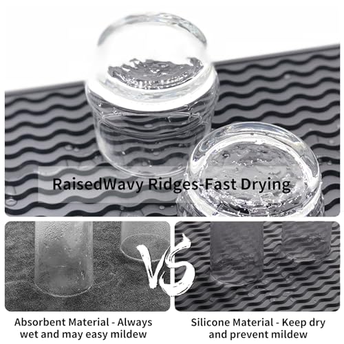 ZLR Silicone Dish Drying Mat for Kitchen Counter, Eco-Friendly Fast Dry Dish Mat, Easy Clean Multi Usage Drying Matt, Heat Resistant Trivet, 12" x 16" Large, Dark Gray - color: Dark Gray, size: 16" x 12"