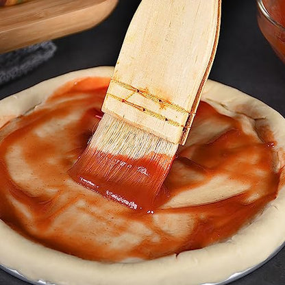 3PCS Pastry Brushes Basting Oil Brush with Goat Bristles and Hardwood Handles BBQ Cooking Baking Brush for Baking, Grilling, Cooking and Spreading Oil, Butter, BBQ Sauce, or Marinade