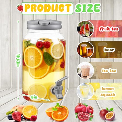 Havawish 2 Pcs 1 Gallon Plastic Beverage Dispenser with Spigot Clear Summer Kitchen Fridge Drink Dispenser for Parties Lemonade Juice Tea Beer Cold Water (Gray,Cylinder) - color: Gray, style: Cylinder
