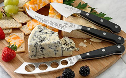Mercer Culinary Renaissance Cheese Knife Set - color: Black Handle, size: 3-Piece Cheese Knife Set