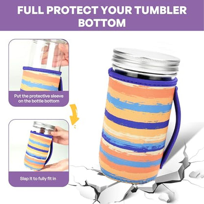 KJQJLY 4 Pcs Mason Jars Sleeves Neoprene 24oz Regular and Wide Mouth Mason Jar Sleeves Holder with Handle (rainbow, 24 OZ) - color: rainbow, size: 24 OZ