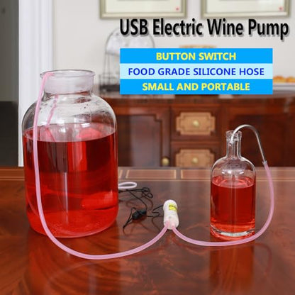 Portable Food Grade USB Electric Auto Siphon Self Priming Pump for Bottling Home Brew Wine,Beer,Beverages and Kombucha, DC 5v Mini Water Transfer Pump Kit with Hook,2LPM No Mess Leak,Low Noise - color: White Button-Switch With Hook