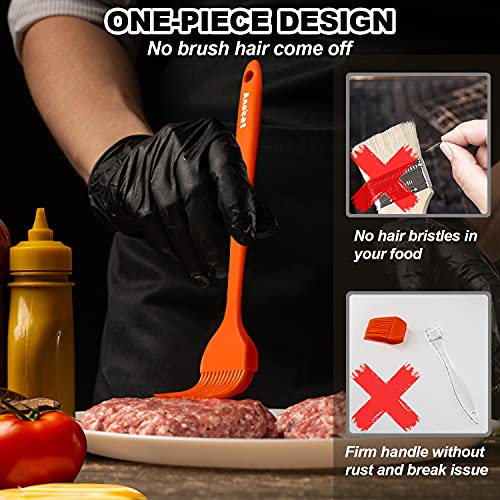 Anaeat Silicone Basting Pastry Brush- 2 Pack Heat Resistant Brushes with Soft Bristles, Hygienic Seamless Design, Marinade Brush Great in Baking for Spreading Oil Butter Sauce BBQ Grill (Orange) - color: Orange 2 Pcs (10"+8.2")