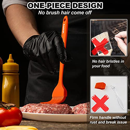 Anaeat Silicone Basting Pastry Brush- 2 Pack Heat Resistant Brushes with Soft Bristles, Hygienic Seamless Design, Marinade Brush Great in Baking for Spreading Oil Butter Sauce BBQ Grill (Orange) - color: Orange 2 Pcs (10"+8.2")