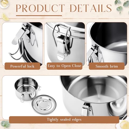 4 Pcs Stainless Steel Bento Box Bulk 22 oz Reusable 304 Stainless Steel Food Storage Containers with Lockable Clips to Leak Proof, Dishwasher Safe - size: 22 oz