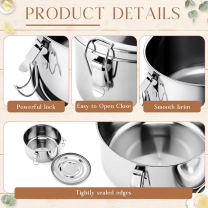 4 Pcs Stainless Steel Bento Box Bulk 22 oz Reusable 304 Stainless Steel Food Storage Containers with Lockable Clips to Leak Proof, Dishwasher Safe - size: 22 oz