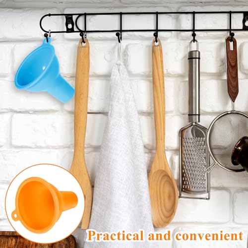 Silicone Funnels, 4 Pieces Wide Mouth Funnel Flexible Condiment Sauce Canning Set Flexible Kitchen Funnel for Home Restaurant Squeeze Bottles Jars Cans, Spice Filling Bottles Liquid Oil, 3 x 1 Inch