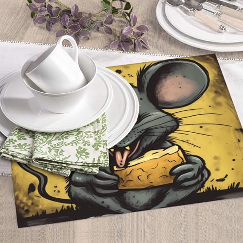 Dish Drying Mat for Kitchen Counter Absorbent Dish Draining Mat Heat Resistant Drying Pad for Table Protector Dishes Pad Rat Eats a Piece of Cheese Kitchen Drying Mat 18x16 inch