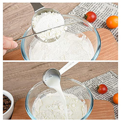 Measuring Cups Set 5, 18/8 (304) Stainless Steel Measuring Cups Set for Baking & Kitchen, Dry & Liquid Metric & US Measure Cup with 1/8 Cup & 1/3 Cups - size: B: 5cups
