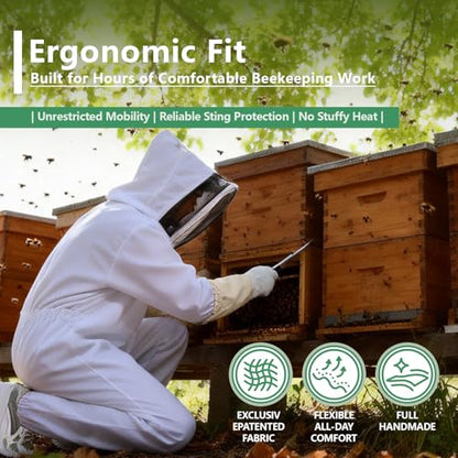 ANDES Sting Proof Bee Suit with Gloves & Fencing Veil, XL(Fits 5'11"-6'3") | Professional Beekeeper outfit Kit, Wasp Resistant, Unisex, for Apiary Backyard Halloween, Beginner & Pro - size: X-Large