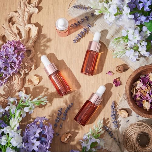 Didaey 100 Pcs 1/2/3/5/10/15 ml Mini Glass Oil Dropper Bottle Bulk, Clear Essential Small Empty Bottles Sample Containers Perfume Liquid Vials with Cap for Traveling (10 ml,Blush Pink) - color: Blush Pink, size: 10 ml