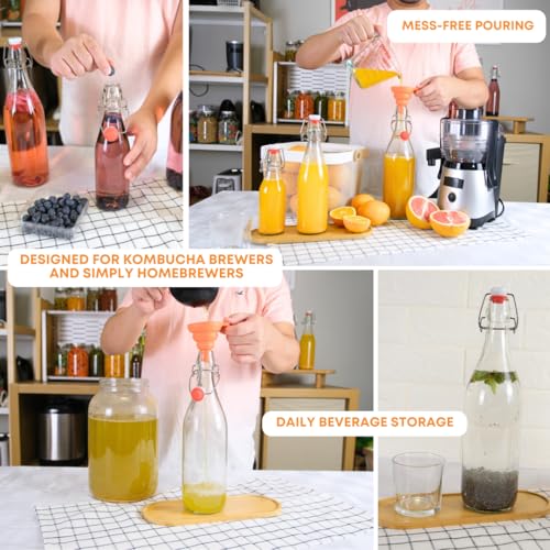 FastRack Swing Top Glass Bottles |33 oz – pack of 8 | Clear Flip Top Glass Bottles for Home Brewing, Carbonated Drinks, Kombucha, Fermentation, Water | Food Grade – ECO Friendly - size: 8 Pack