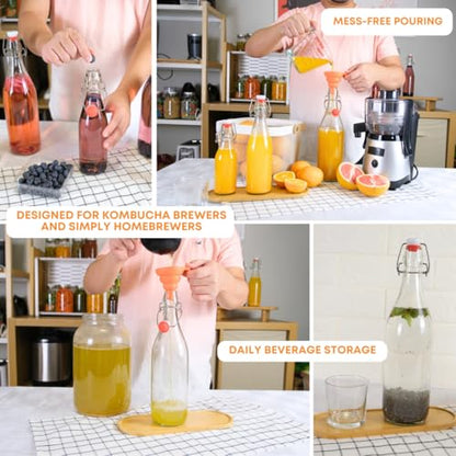 FastRack Swing Top Glass Bottles 16oz (500ml) – 12 Pack | Clear Flip Top Bottles with Airtight Lids | Reusable Glass Containers for Olive Oil, Vinegar, Kombucha, Beer & Fermentation - size: 12 Pack