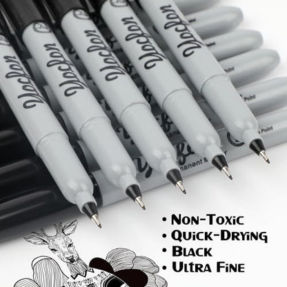 Permanent Markers Ultra Fine Tip, Bulk Pack Of 72 Count Black Permanent Marker Set, Quick-Drying Ink, Works On Plastic, Wood, Stone, Metal And Glass