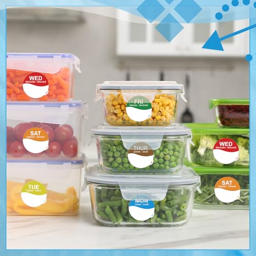 Sayglossy 7000 Pcs Day of Week Label Food Label Monday Through Sunday Management Inventory Sticker Removable Weekly Self Adhesive Date Dot Sticker for Restaurant Kitchen Container (Wave) - style: Wave