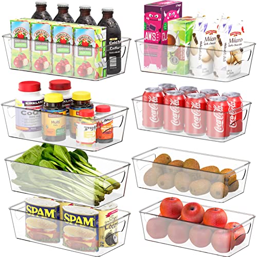 Simple Houseware 8 Pack Clear Fridge Storage Bins Organizer (12"x6.2"x3.4") | for Cabinet / Pantry / Refrigerator / Freezer / Kitchen - size: 8 Pack - 12 x 6 x 3.4