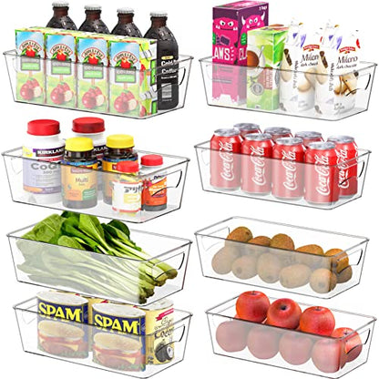 Simple Houseware 8 Pack Clear Fridge Storage Bins Organizer (12"x6.2"x3.4") | for Cabinet / Pantry / Refrigerator / Freezer / Kitchen - size: 8 Pack - 12 x 6 x 3.4