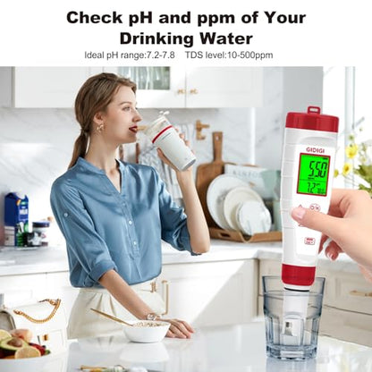 pH Tester,Digital pH Meter for Water,New Version TDS Meter for Drinking Water with Backlit Simultaneously Display 4 in 1 TDS pH EC Meter for Water Hydroponic Nutrient Solution,Pool,Home Use - style: 4 in 1 pH Meter