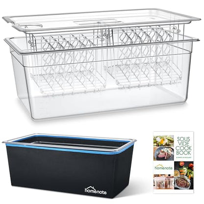 HOMENOTE Large Sous Vide Container 26 Quarts with Lid,Complete Sous Vide Accessories Kit BPA Free,Compatible with Anova and Most Sous Vide Cookers（Comes with 2 Sous Vide Racks and Insulating Sleeve） - color: Large Sous Vide Container-with 2 Rack