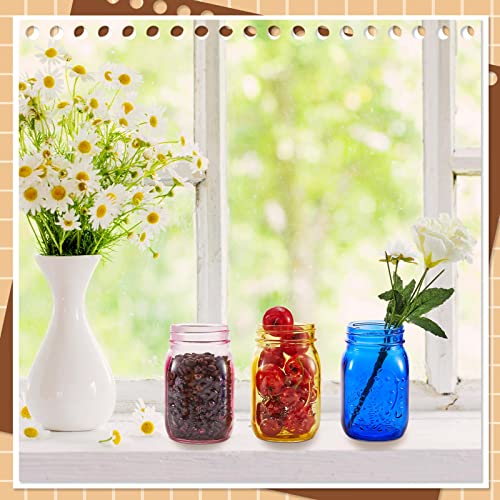 뚜껑이 있는 946.4ml(32온스) 컬러 메이슨 병 6개, 넓은 입구 쿼트 통조림 병, 대형 빈티지 유리병, 보관 산세 보존, 발효 DIY 공예 및 장식, 식기 세척기 사용 불가, 6가지 색상