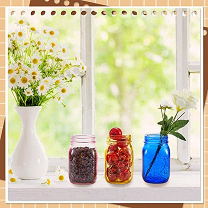 뚜껑이 있는 946.4ml(32온스) 컬러 메이슨 병 6개, 넓은 입구 쿼트 통조림 병, 대형 빈티지 유리병, 보관 산세 보존, 발효 DIY 공예 및 장식, 식기 세척기 사용 불가, 6가지 색상