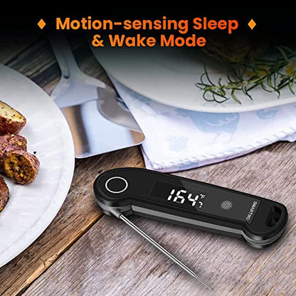 SMARTRO ST49 Digital Thermocouple Instant-Read Meat Thermometer with Ambidextrous Backlit for Food, Grilling, BBQ, Kitchen Cooking, Oil Deep Frying and Candy - color: Black