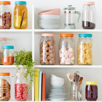 Le Parfait Eco-Friendly Zero Waste Wide Mouth Glass Jar with Airtight Screw Top Lid - Reusable French Storage Jar for Food, Soup, Flour, Sugar, Canning & Baking (3L/96oz, 3 Pack, Mint) - color: 3L-Mint (Set/3)
